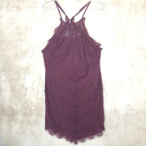 FREE PEOPLE BURGUNDY LACE DRESS SZ LARGE